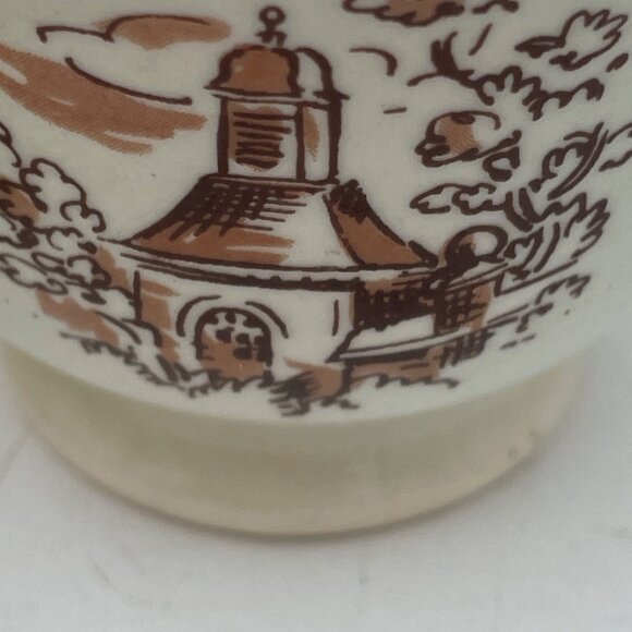 Vintage Ceramic Teacup & Saucer Set With Brown Scenic Church Design - Picture 4 of 7